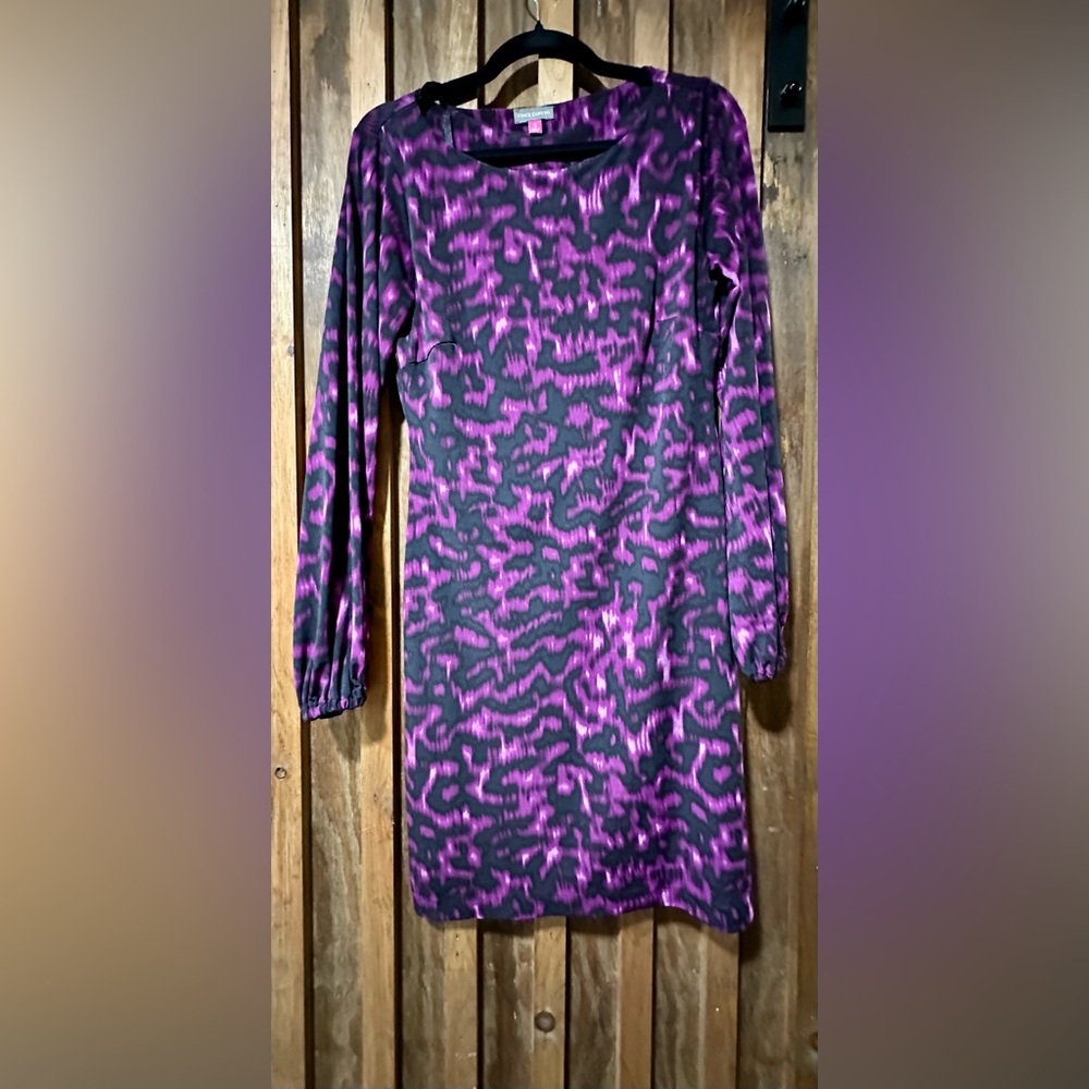 Vince Camuto Purple and Black Animal Print Dress Small